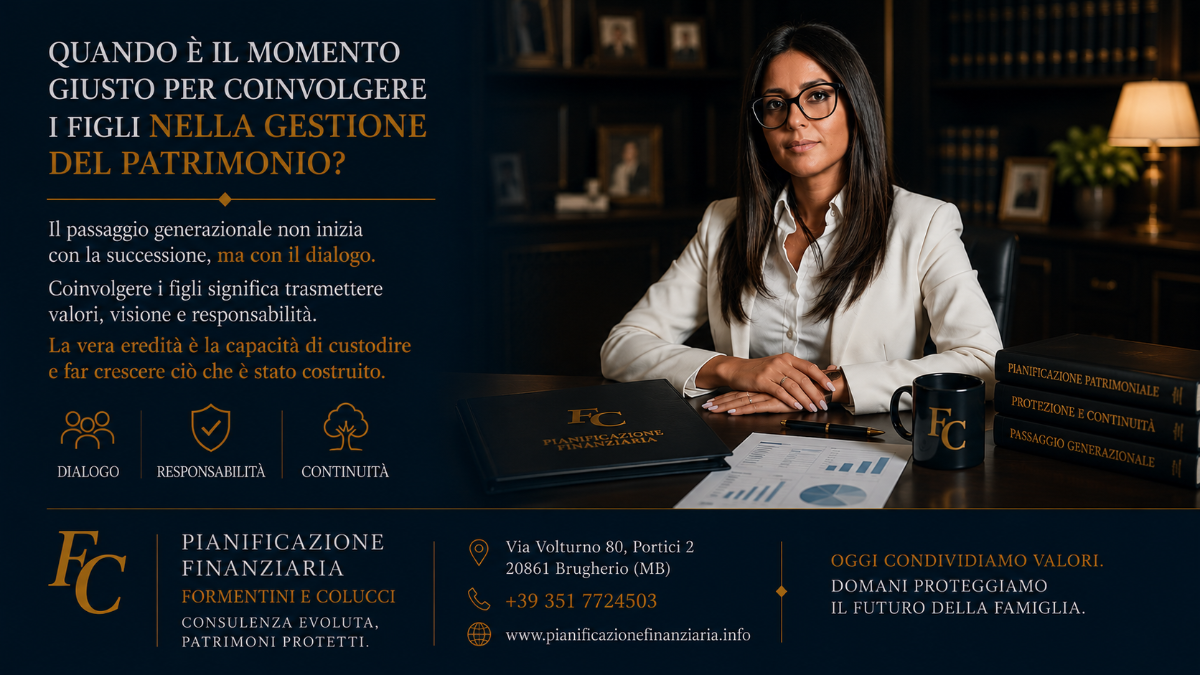 Quando è il momento giusto per coinvolgere i figli nella gestione del patrimonio? | Pianificazione Finanziaria Yari Formentini e Federica Colucci Consulenti Finanziari Brugherio Monza Brianza Milano