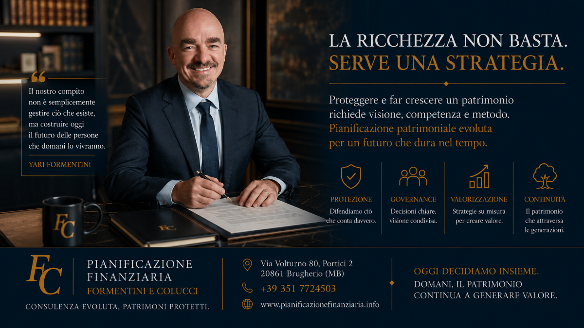 Molte famiglie benestanti hanno patrimoni importanti. Ma non sempre hanno una strategia. | Pianificazione Finanziaria Yari Formentini e Federica Colucci Consulenti Finanziari Brugherio Monza Brianza Milano
